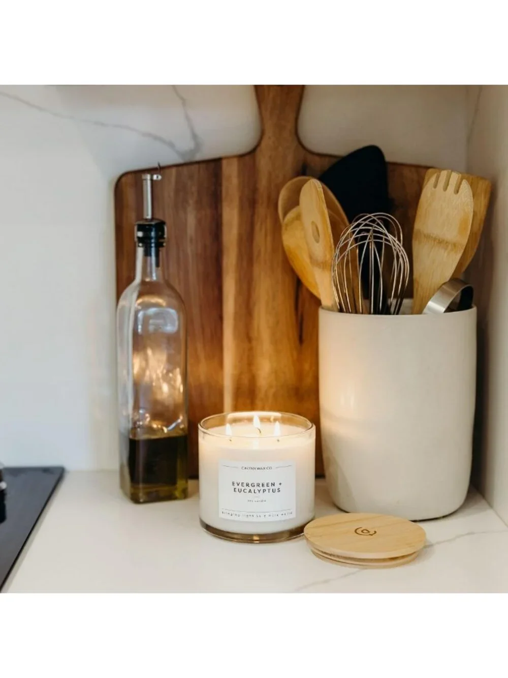 Luxury 3 Wick Soy Candle - Evergreen & Eucalyptus - Long Lasting 43 Hour Burn